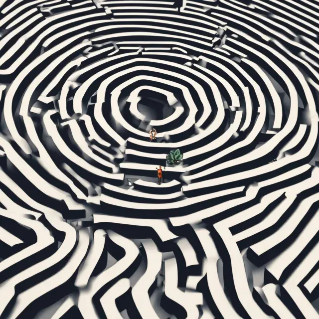 A person holding a compass inside a maze adorned with tax law symbols, aiming for the most advantageous itemized deductions.