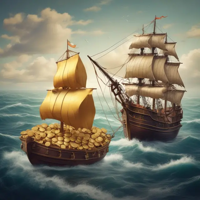 A taxpayer skillfully steering a ship loaded with gold coins and donations through the seas of itemized deductions to minimize tax liability.