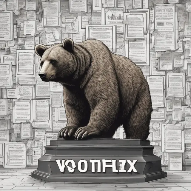 Bear holding scale with Nasdaq ticker symbol, the J suffix appearing as a delicate leaf above
