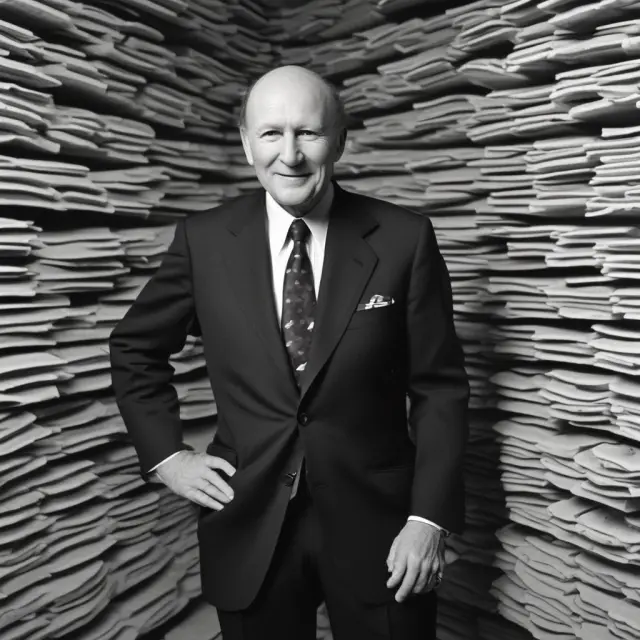 Jack Welch confronting a labyrinth of corporate structures, symbolizing the challenges he faced during his early years at General Electric, while maintaining a determined focus on growth