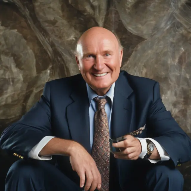 Jack Welch overseeing the transformation of GE into a powerful conglomerate, symbolized by a chrysalis unfurling, illustrating growth and innovation