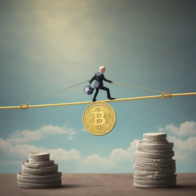 Golden coin wobbling on a tightrope, symbolizing the financial balancing act of managing sudden wealth