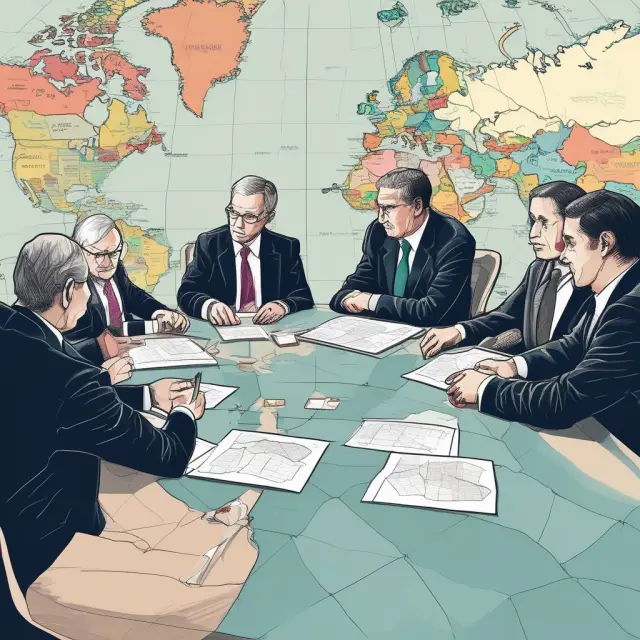 Central bankers collaborate at the Jackson Hole Economic Symposium around a table, discussing topics impacting global economies and markets.