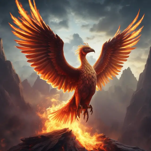 Phoenix rising from fire, representing IDX
