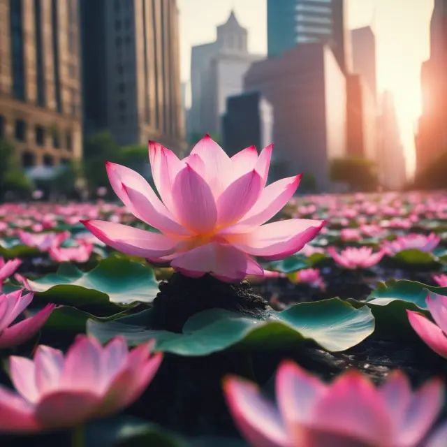 A lotus flower growing from a pool of financial numbers, representing IDX