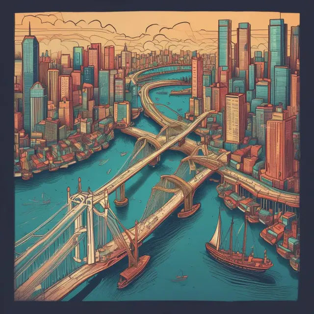 An idyllic bridge connecting emerging markets, represented by Indonesia Stock Exchange (IDX), with global investors, illustrating the potential investment opportunities and challenges in Indonesia