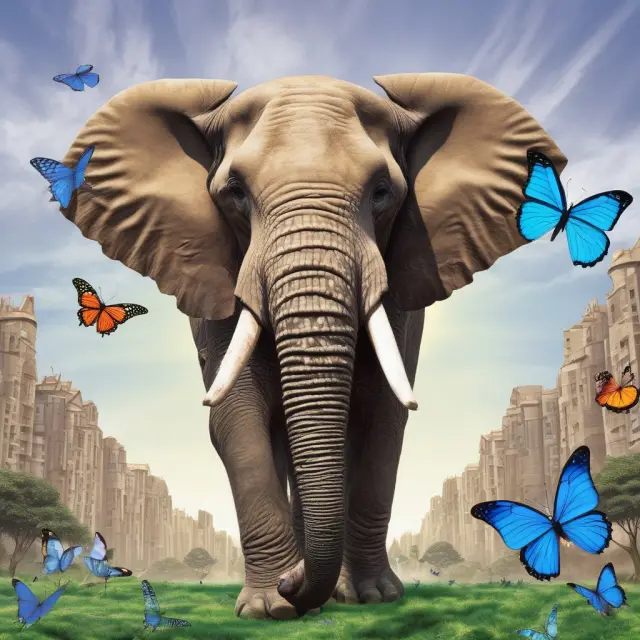 Microsoft as an elephant, monopolizing the market, while Netscape transforms into a butterfly, representing innovation lost in the antitrust trial