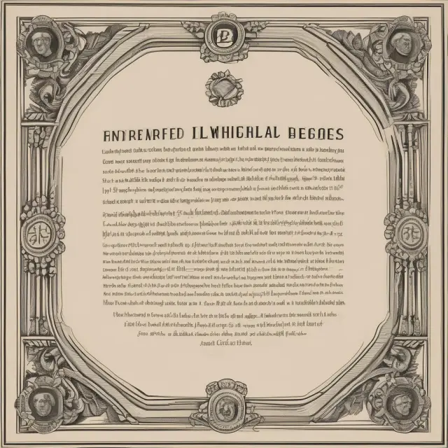 An image of marriage vows wrapped around a stack of diplomas, symbolizing James H. Clark