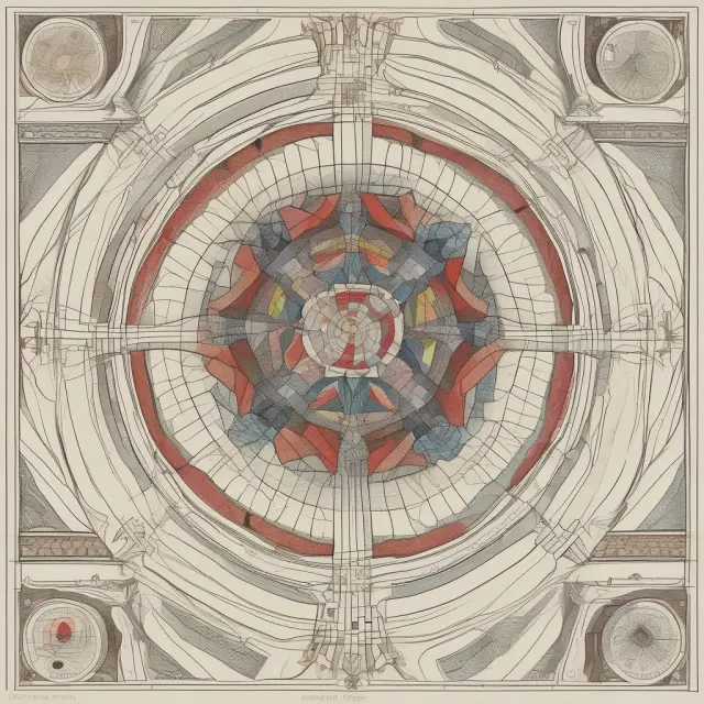 A colorful kaleidoscope filled with interconnected stock charts, bonds, and real estate assets, symbolizing diversified portfolio selection theory