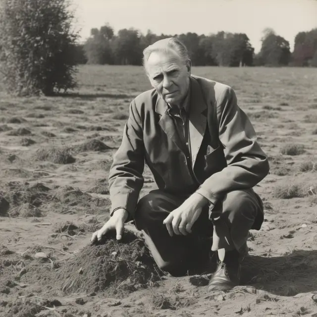 Jan Tinbergen, depicted as an oracle, surrounded by economic data, illustrating his contributions to econometrics and economic policy.