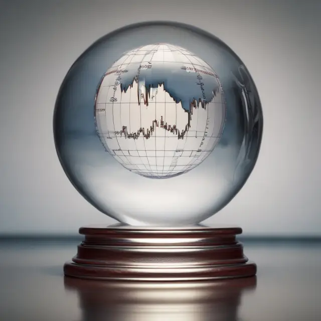 Crystal ball revealing an S&P 500 index chart, symbolizing the January Barometer
