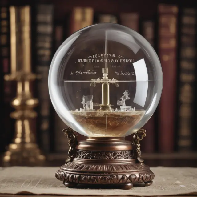 An ancient crystal ball showcases various instances where the January Barometer held true or failed in predicting stock market trends