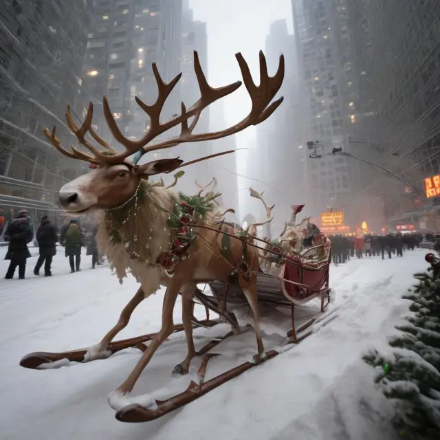 Reindeer-drawn sled traversing a bullish S&P 500 graph, representing the Santa Claus Rally and January Barometer