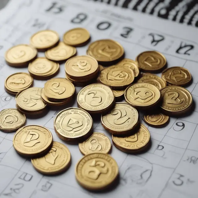 A golden coin shower falling from a January calendar page, illustrating the concept of seasonality and its connection to the January Barometer.