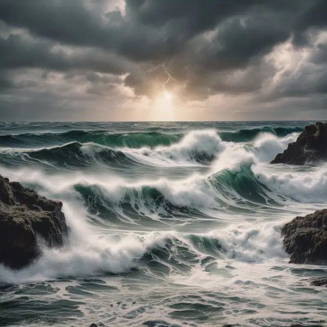 An image of a tax-loss harvesting storm with waves crashing onto a shore inhabited by investors, symbolizing the January Effect