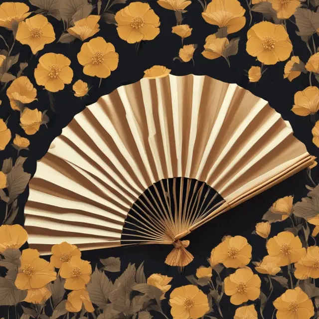 Golden fan symbolizing Japan