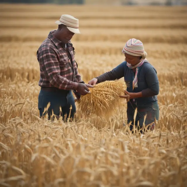 A farmer sowing wheat seeds in a fertile field, symbolizing production driving demand according to Say