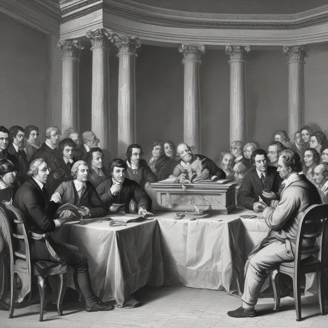 A vibrant, open-air marketplace filled with economists debating theories and trading knowledge. Jean-Baptiste Say presides over the exchange.