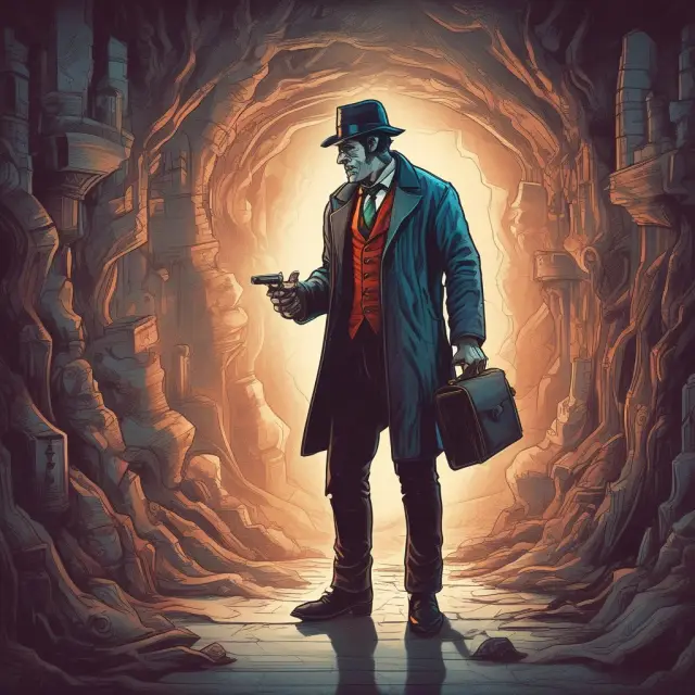 Jekyll and Hyde stock market depicted as a labyrinth, symbolizing opportunities (Jekyll) and risks (Hyde) for investors