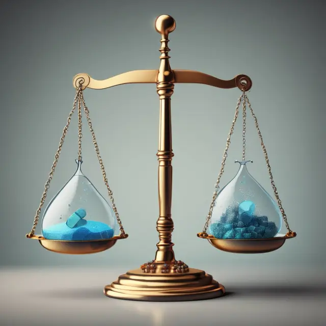 Balance scale tipped with alpha particles; Jensen