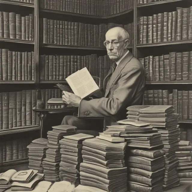 A library filled with golden-hued books representing economic theories. Jerry A. Hausman