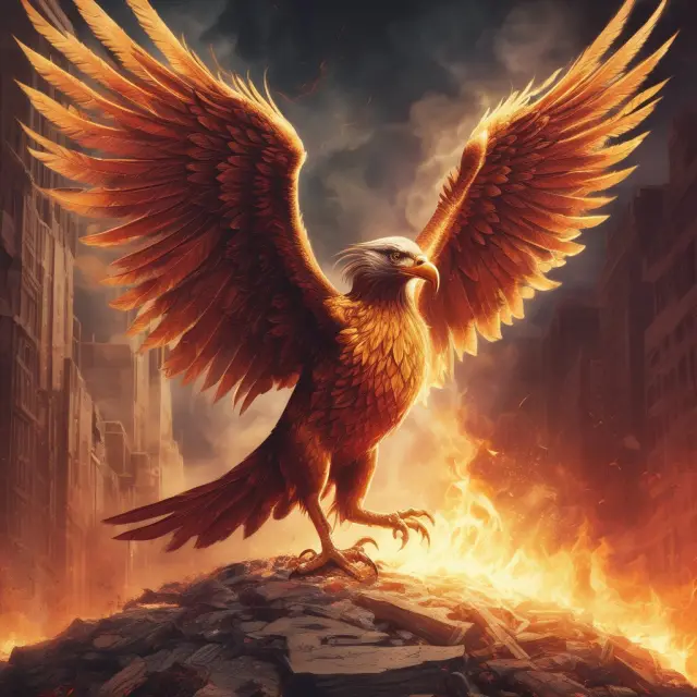 An image of Jesse Livermore represented by a Phoenix rising from ashes, signifying his remarkable stock trading journey with both success and failure.