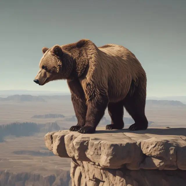 Bear symbolizes Livermore; cliff represents market volatility; stock market depicts Wall Street.