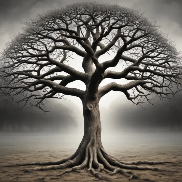 An ancient tree with branches extending to the modern financial markets, representing Jesse L. Livermore