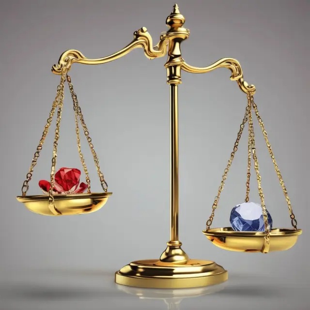 A golden scale with gems tipping towards a safety net signifying the importance of professional jewelry appraisals for obtaining comprehensive insurance coverage