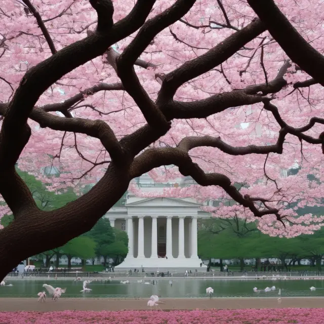 Cherry blossoms symbolizing JGBs and an oak tree representing U.S. Treasuries showcasing their differences in issuance, popularity, and benchmarking roles.