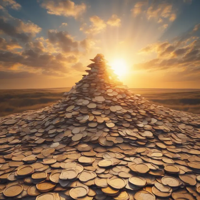 A golden sun setting over a mound of money symbols, representing the potential increase in inflation due to JGTRRA
