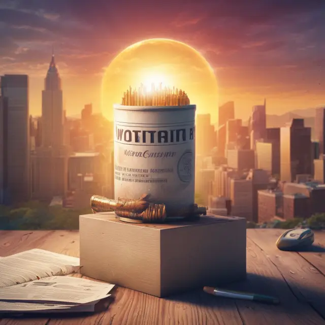 An open time capsule labeled JGTRRA, as a sun sets over financial charts and graphs, signifying the uncertainty surrounding sunset provisions in US politics