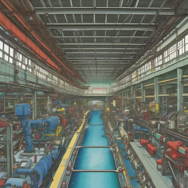 A visualization of the Just-In-Time (JIT) inventory system in action, inspired by Toyota Production System