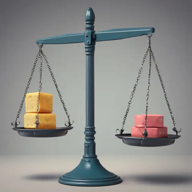 Two balancing scales illustrating Just-in-Time (JIT) and Just-in-Case (JIC) inventory management systems, emphasizing their importance in industry.