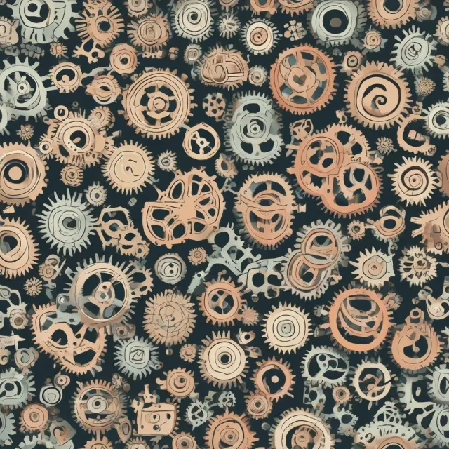 Industrial gears interconnected, representing retail, manufacturing, and automotive industries collaborating in a just-in-time inventory system