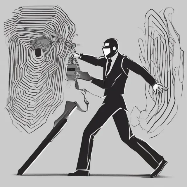 A jittering card interacts with a dynamic cyber landscape, symbolizing the ongoing battle against credit card skimming technology.