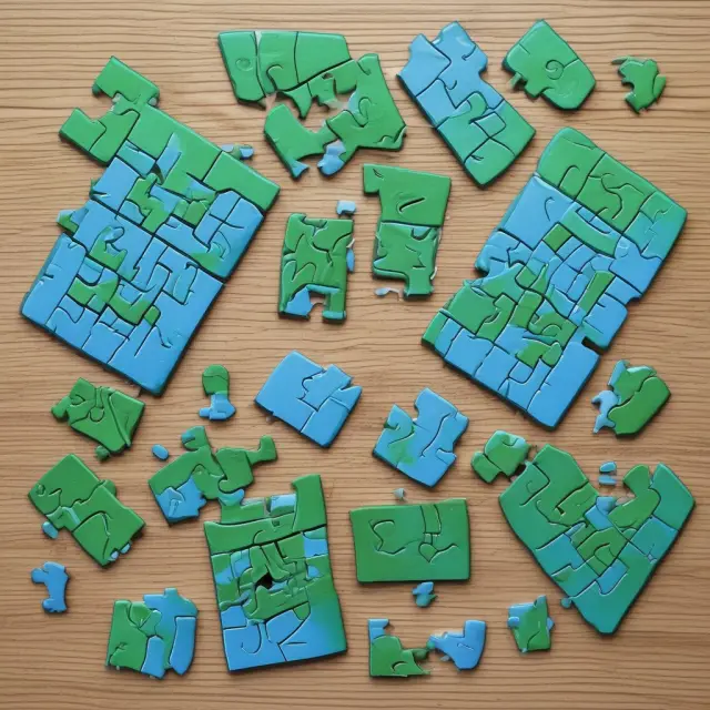A jigsaw puzzle with two pieces visible. One piece represents Jitter Technology in shades of blue, while the other shows EMV Chip Cards and Contactless Payments in green.
