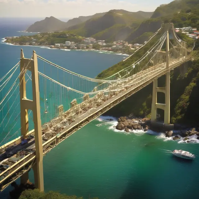 Golden bridge symbolizing Jamaican dollars, linking investors with investment opportunities in the vibrant Caribbean market