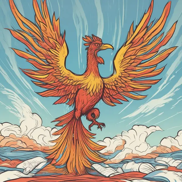A phoenix bird emerging from a pile of job application papers with the Jobseeker