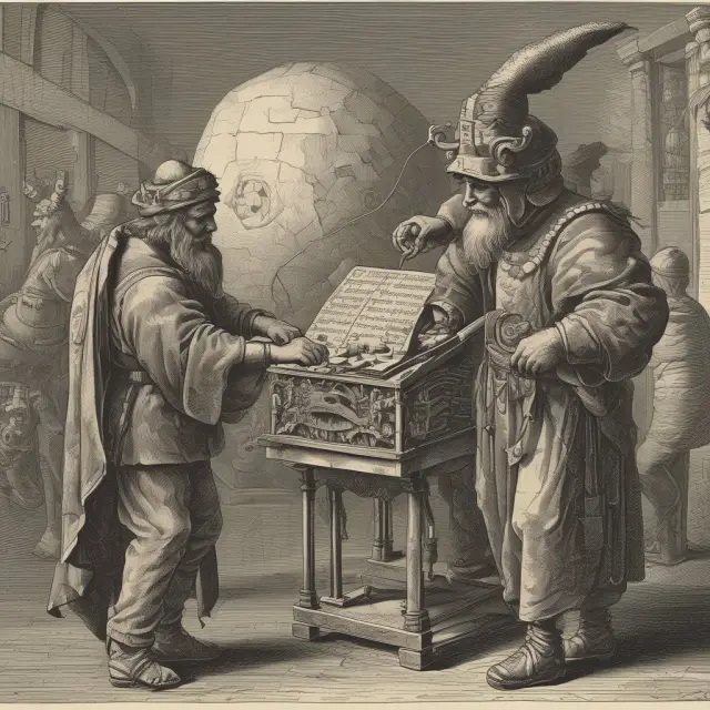 Jobbers transforming into robots on the London Stock Exchange floor, symbolizing the shift from traditional market making to automated systems