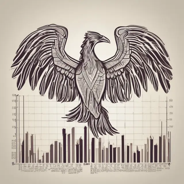 An image of a mythical Phoenix emerging from unemployment statistics, representing industries withstanding economic downturns and joblessness