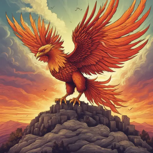 Image of a Phoenix reborn amidst economic charts, symbolizing institutional investors