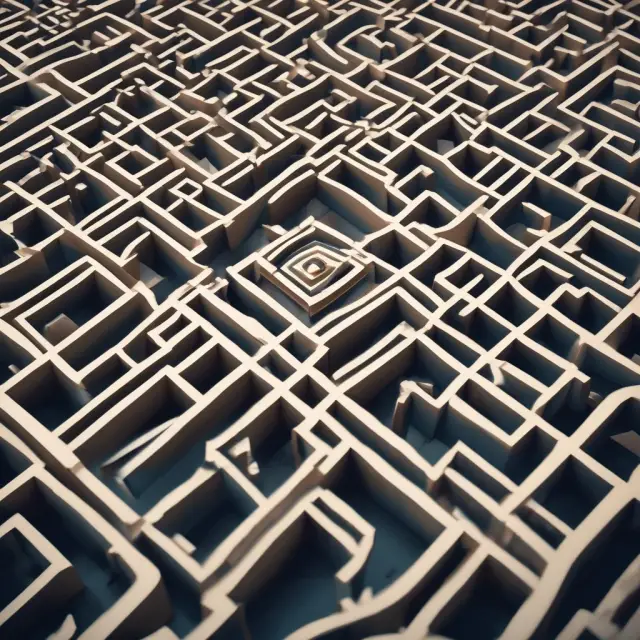 An intricate maze representing the complexity of job lot counterparties and the risks involved in trading these contracts.