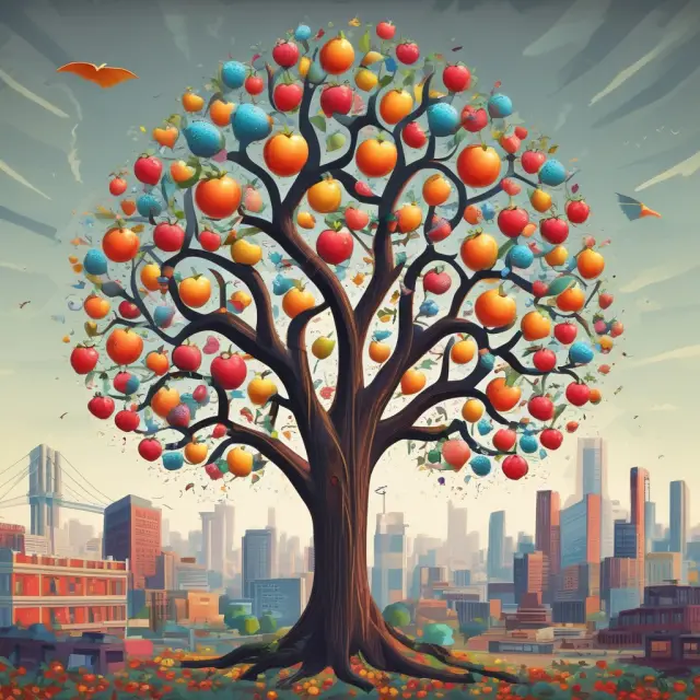 Vibrant tree illustrating job growth in diverse industries, crucial for investors