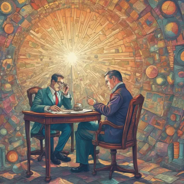 An economist analyzing a kaleidoscope filled with various jobs growth charts to reveal intricate patterns and underlying trends.