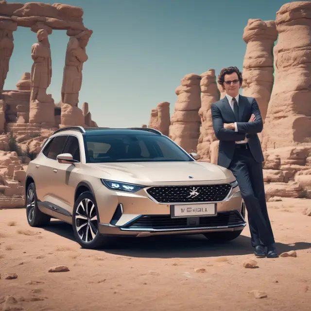 John Elkann orchestrating the formation of Stellantis in the vastness of space, merging FCA and Peugeot planets