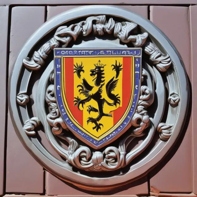 An Agnelli family crest on a Ferrari shield represents their role as the largest shareholders of the prestigious automaker