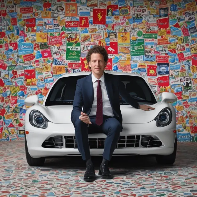 John Elkann in a dynamic image with Fiat, Ferrari, and Juventus logos, representing his leadership roles and multicultural background