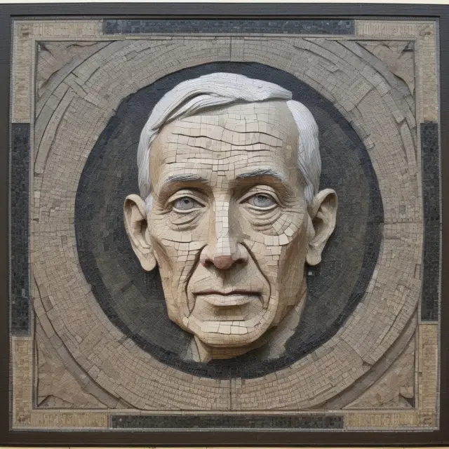 An intricate mosaic image featuring John F. Nash Jr., a Nobel Prize, and the Abel Prize, symbolizing his life