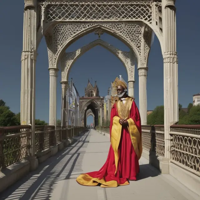A knighted scholar symbolizes John R. Hicks, standing on a bridge connecting two eras, with Ursula Webb on one side and the Nobel Prize on the other